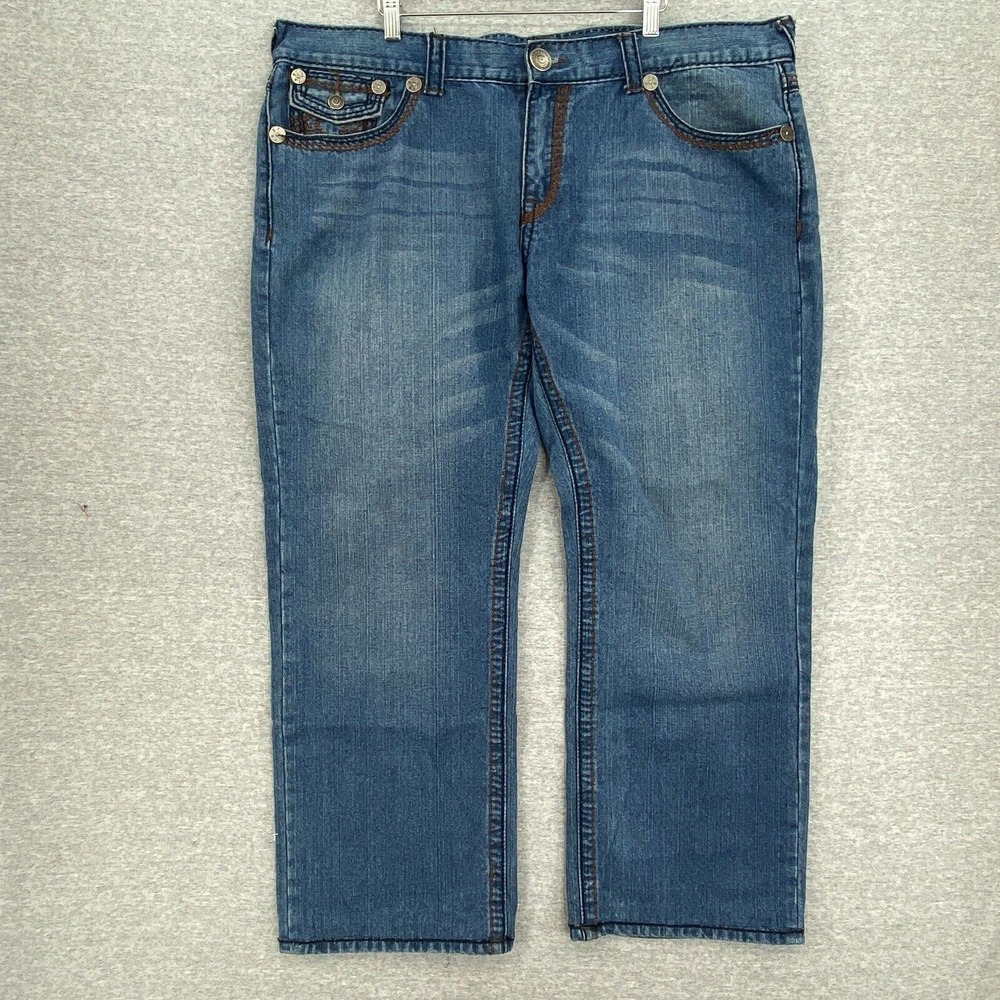 True Religion Ricky Super T Straight Leg Medium Wash USA Cotton Jeans Mens 42